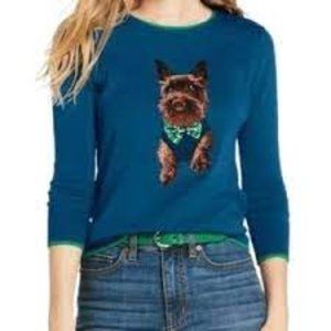 Lands' End Blue Sweater with Dog Design